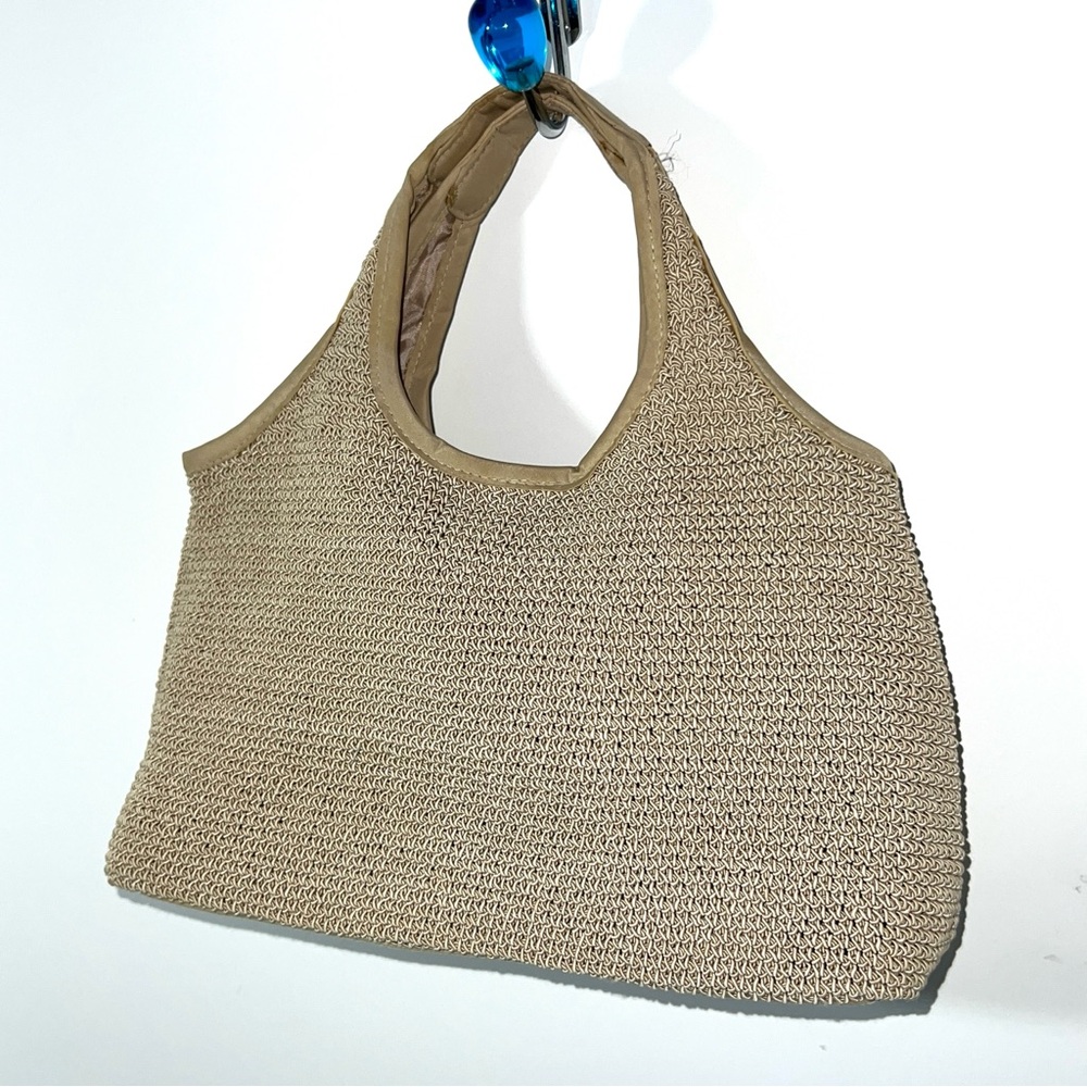 Carlo D'Santi purse crochet tan‎ handbag double handle tote sachet Beach Summer